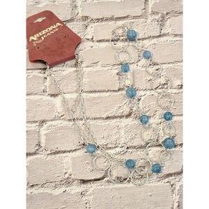 Arizona Jeans Co, Silver Toned Faux Turquoise Colored Accent, Long Necklace. NWT